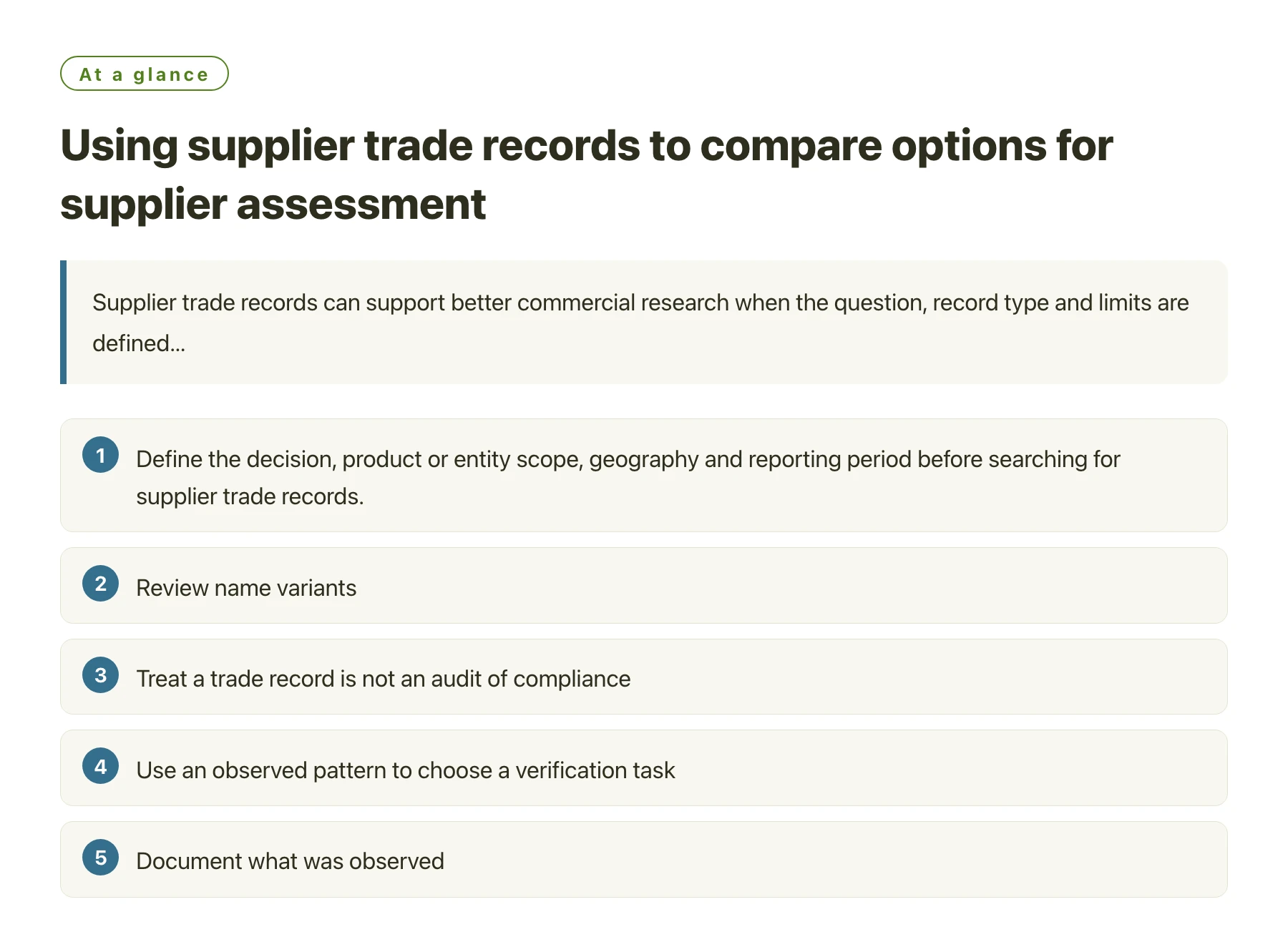 Using supplier trade records to compare options for supplier assessment——全文要点速览
